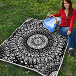 Black And White Mandala Print Quilt