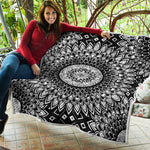 Black And White Mandala Print Quilt