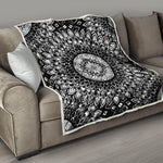 Black And White Mandala Print Quilt
