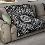 Black And White Mandala Print Quilt