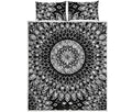 Black And White Mandala Print Quilt Bed Set