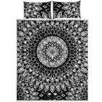 Black And White Mandala Print Quilt Bed Set