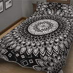 Black And White Mandala Print Quilt Bed Set