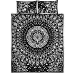 Black And White Mandala Print Quilt Bed Set