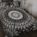 Black And White Mandala Print Quilt Bed Set