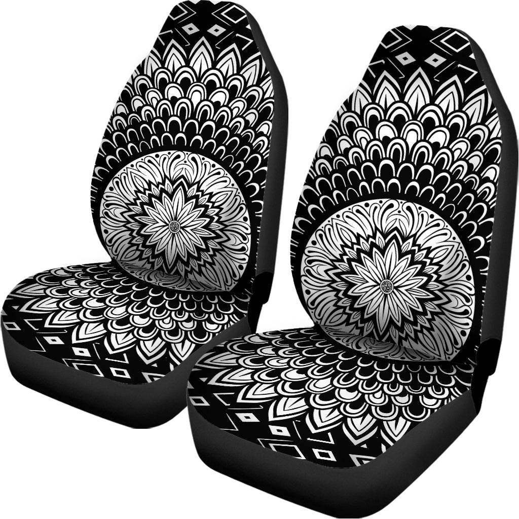 Black And White Mandala Print Universal Fit Car Seat Covers