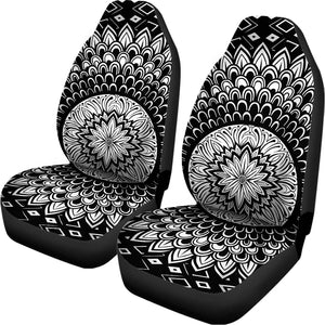 Black And White Mandala Print Universal Fit Car Seat Covers