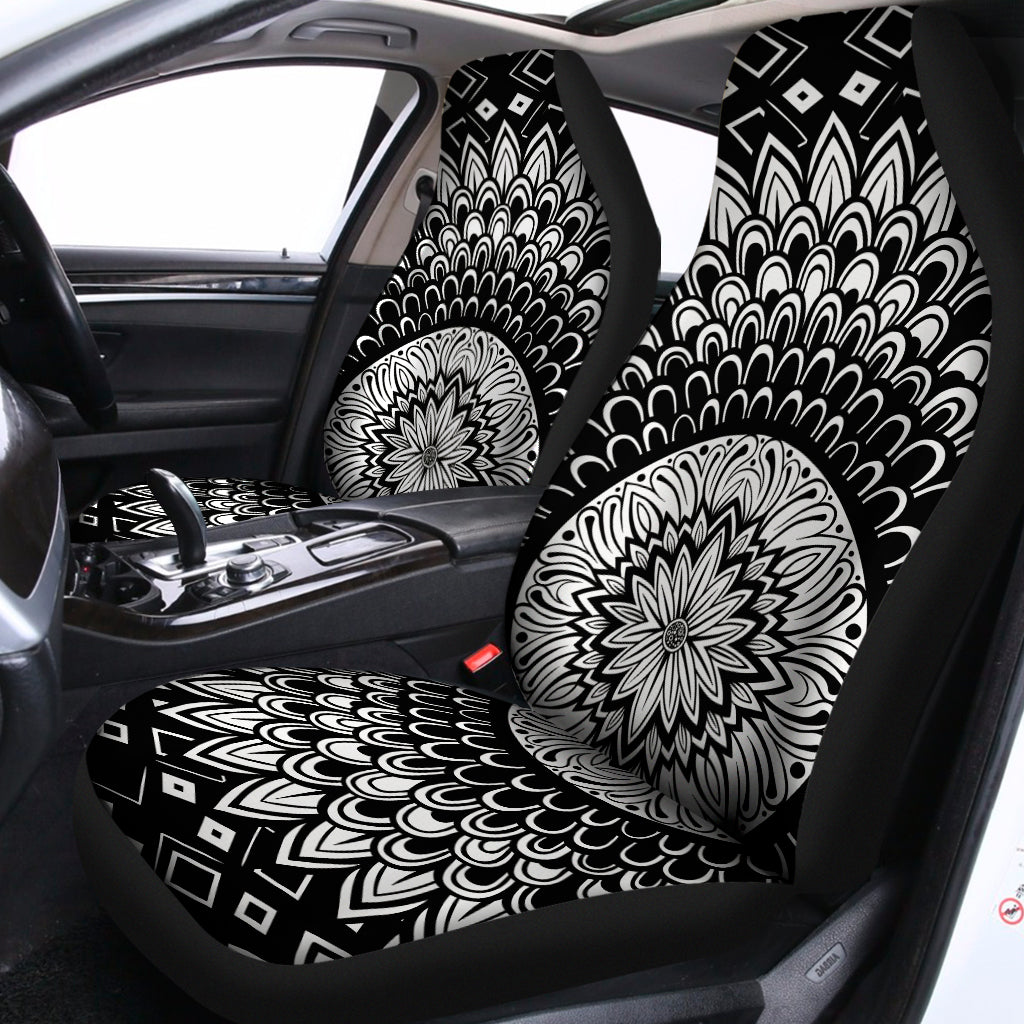 Black And White Mandala Print Universal Fit Car Seat Covers