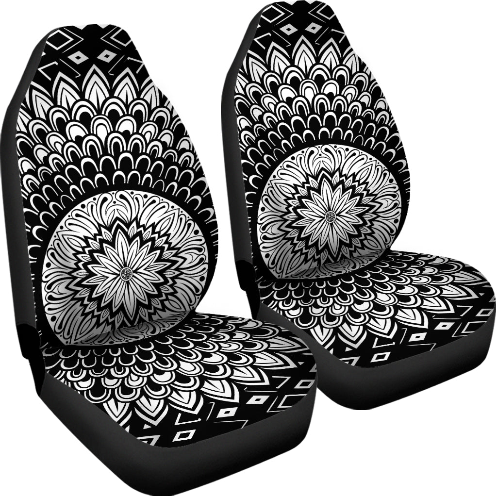 Black And White Mandala Print Universal Fit Car Seat Covers