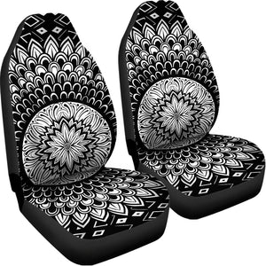 Black And White Mandala Print Universal Fit Car Seat Covers