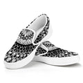 Black And White Mandala Print White Slip On Sneakers