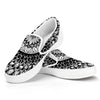 Black And White Mandala Print White Slip On Shoes