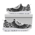 Black And White Mandala Print White Running Shoes