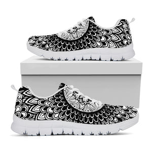 Black And White Mandala Print White Sneakers