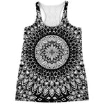 Black And White Mandala Print Women's Racerback Tank Top