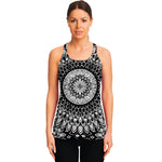 Black And White Mandala Print Women's Racerback Tank Top
