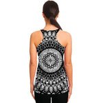 Black And White Mandala Print Women's Racerback Tank Top