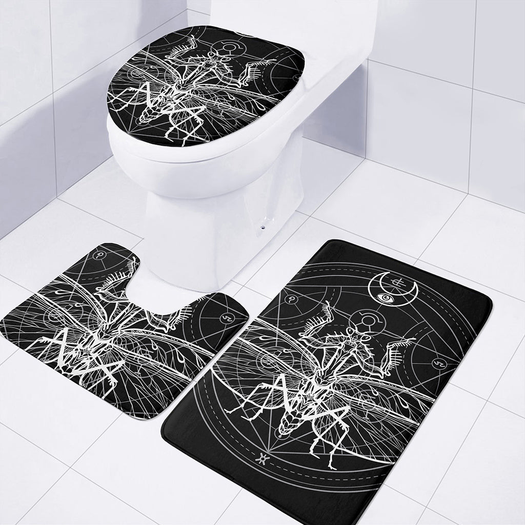 Black And White Mantis Spirit Print 3 Piece Bath Mat Set