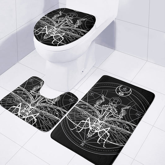 Black And White Mantis Spirit Print 3 Piece Bath Mat Set