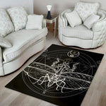Black And White Mantis Spirit Print Area Rug