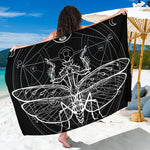 Black And White Mantis Spirit Print Beach Sarong Wrap