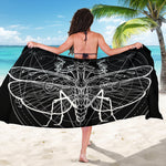 Black And White Mantis Spirit Print Beach Sarong Wrap