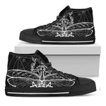 Black And White Mantis Spirit Print Black High Top Shoes