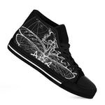 Black And White Mantis Spirit Print Black High Top Shoes