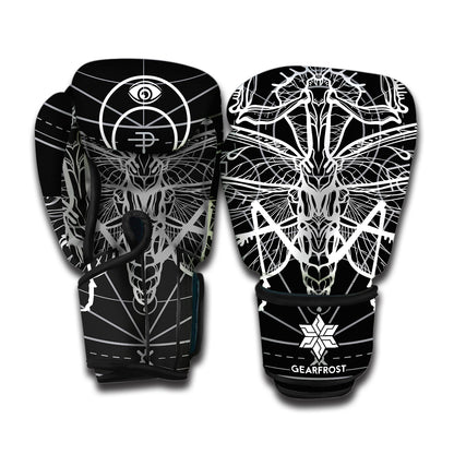 Black And White Mantis Spirit Print Boxing Gloves