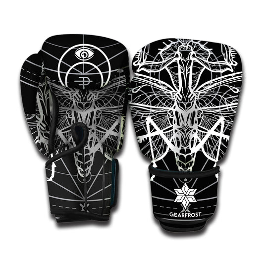 Black And White Mantis Spirit Print Boxing Gloves