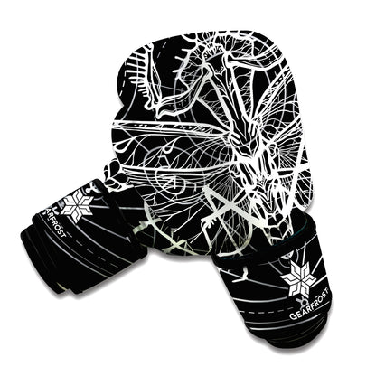 Black And White Mantis Spirit Print Boxing Gloves