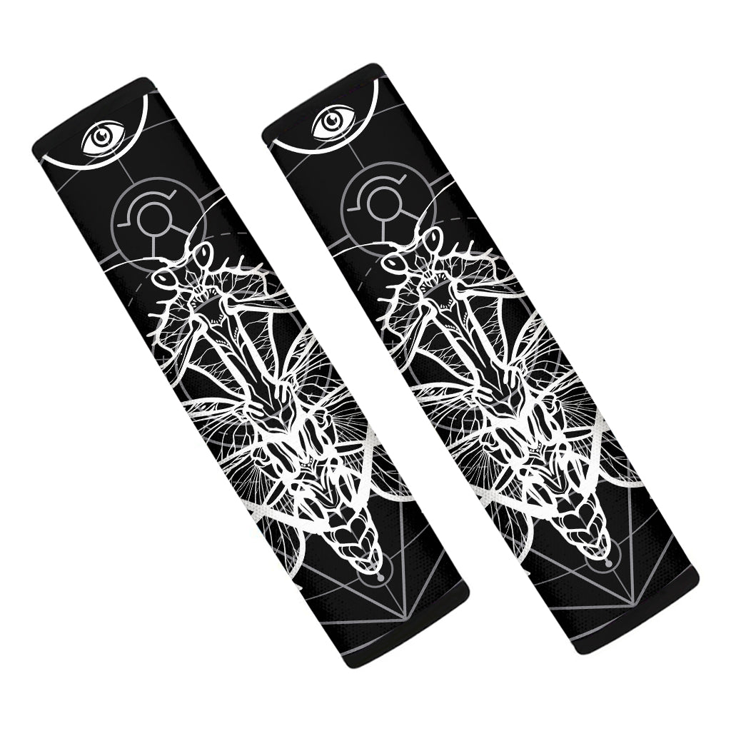 Black And White Mantis Spirit Print Car Seat Belt Covers