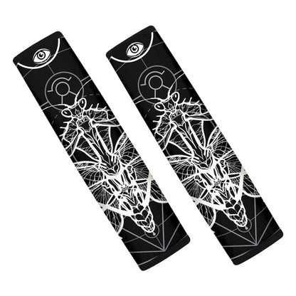Black And White Mantis Spirit Print Car Seat Belt Covers