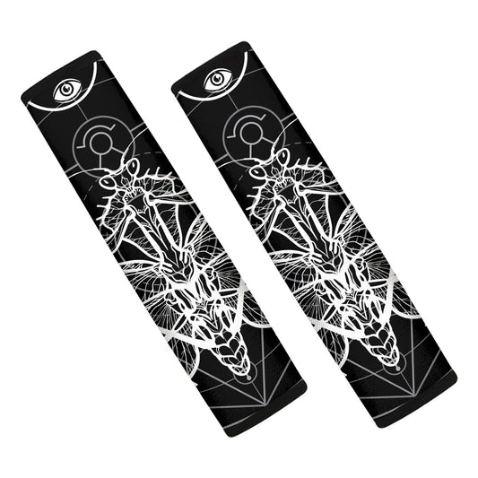 Black And White Mantis Spirit Print Car Seat Belt Covers