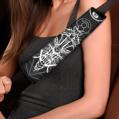 Black And White Mantis Spirit Print Car Seat Belt Covers