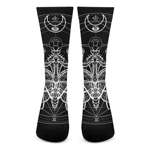 Black And White Mantis Spirit Print Crew Socks