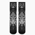 Black And White Mantis Spirit Print Crew Socks