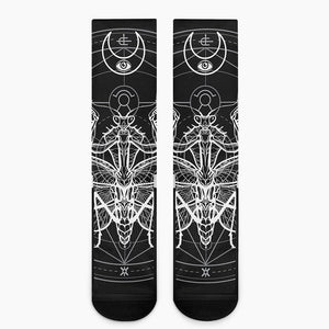 Black And White Mantis Spirit Print Crew Socks