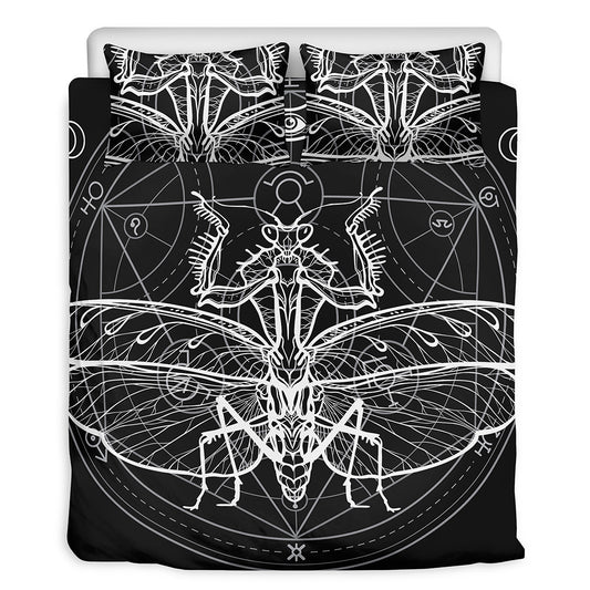 Black And White Mantis Spirit Print Duvet Cover Bedding Set
