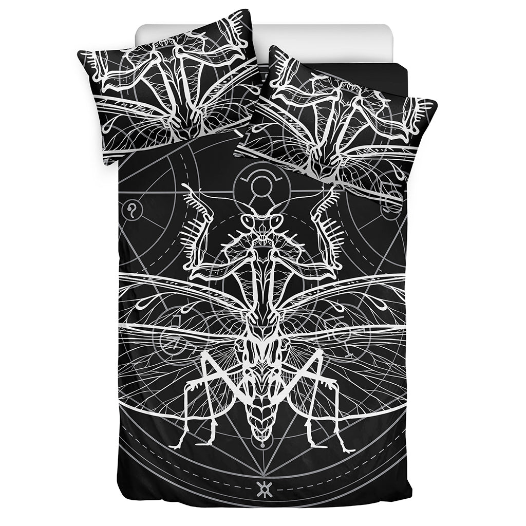Black And White Mantis Spirit Print Duvet Cover Bedding Set