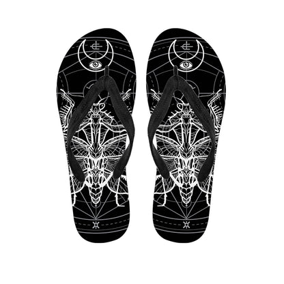 Black And White Mantis Spirit Print Flip Flops