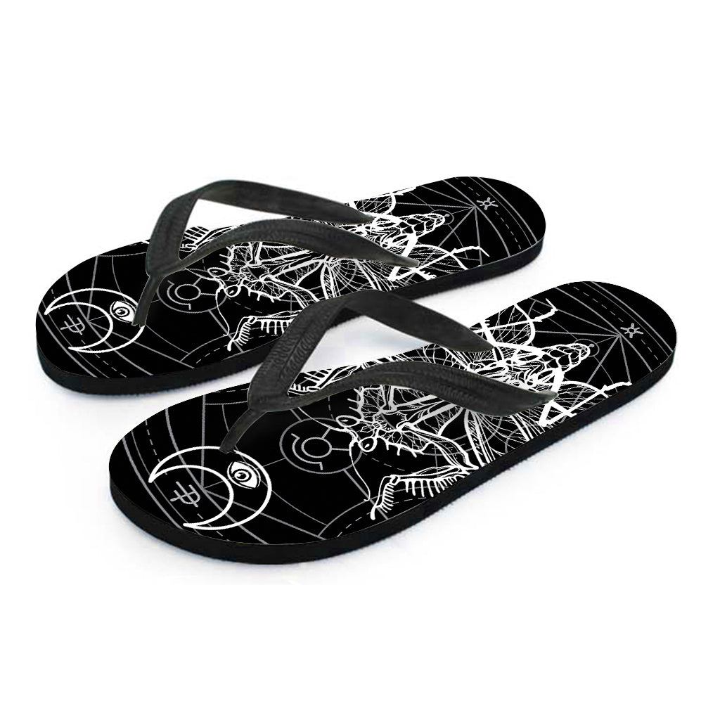 Black And White Mantis Spirit Print Flip Flops
