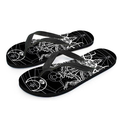 Black And White Mantis Spirit Print Flip Flops