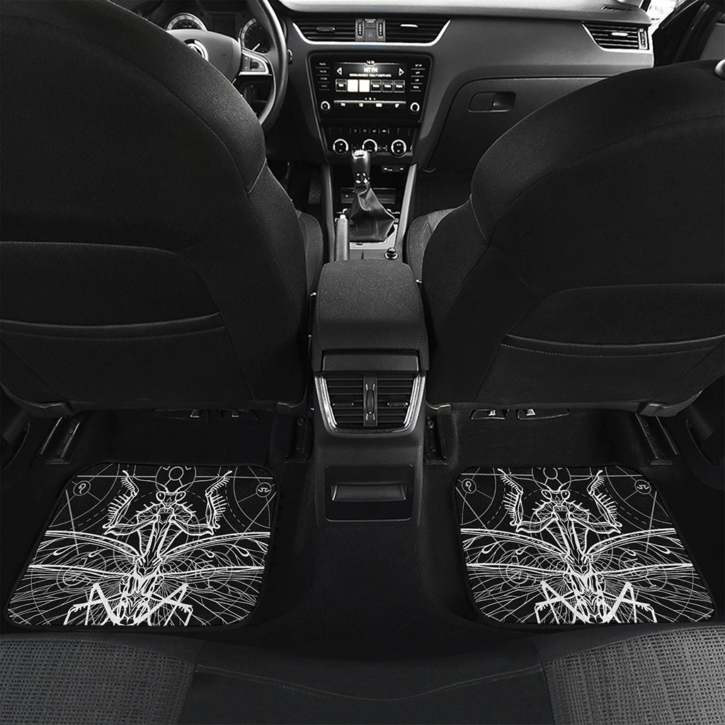 Black And White Mantis Spirit Print Front and Back Car Floor Mats