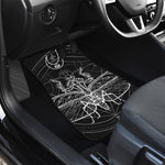Black And White Mantis Spirit Print Front and Back Car Floor Mats
