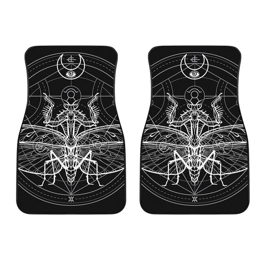 Black And White Mantis Spirit Print Front Car Floor Mats