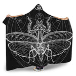 Black And White Mantis Spirit Print Hooded Blanket