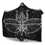 Black And White Mantis Spirit Print Hooded Blanket