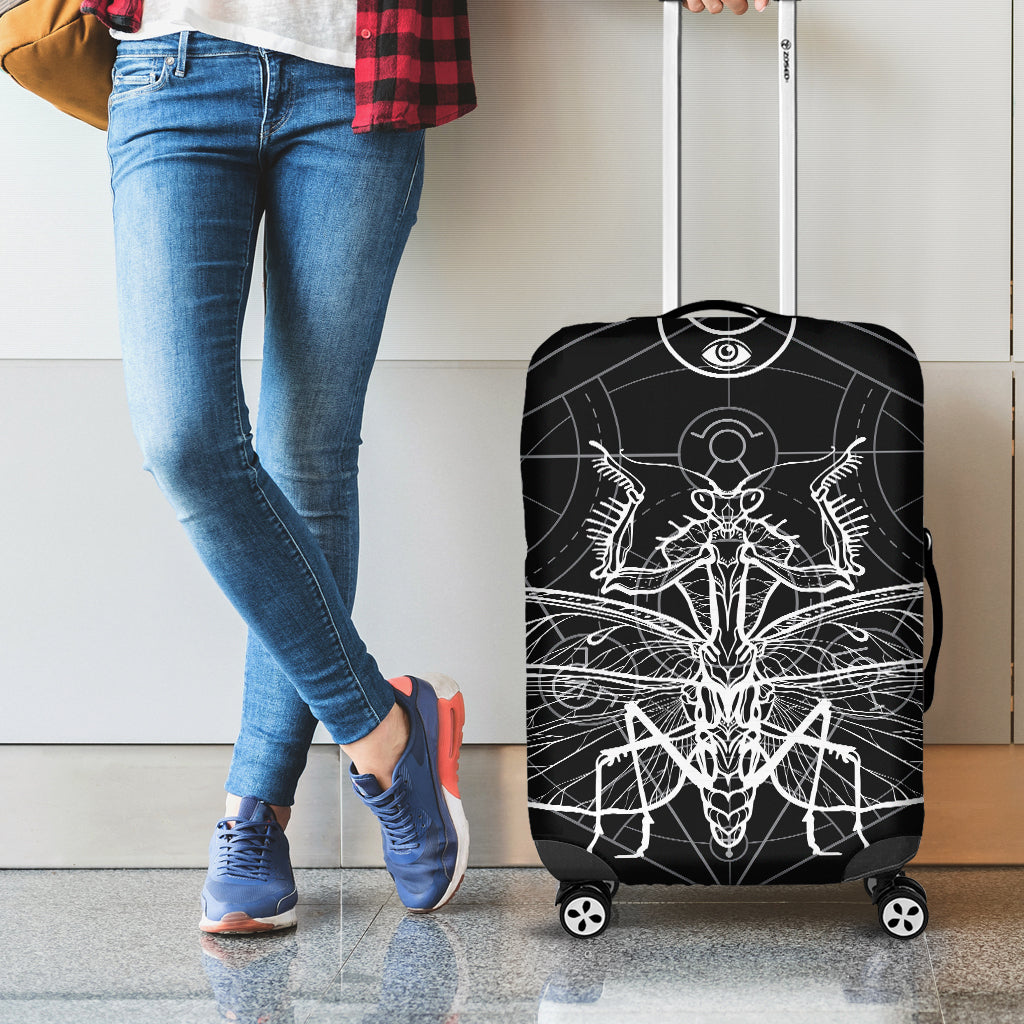 Black And White Mantis Spirit Print Luggage Cover