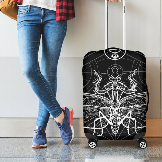 Black And White Mantis Spirit Print Luggage Cover